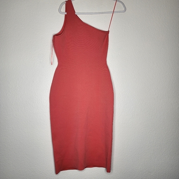 A.L.C. CoralColby Asymmetric One Shoulder Stretch Knit Bodycon Midi Dress M - Picture 2 of 6